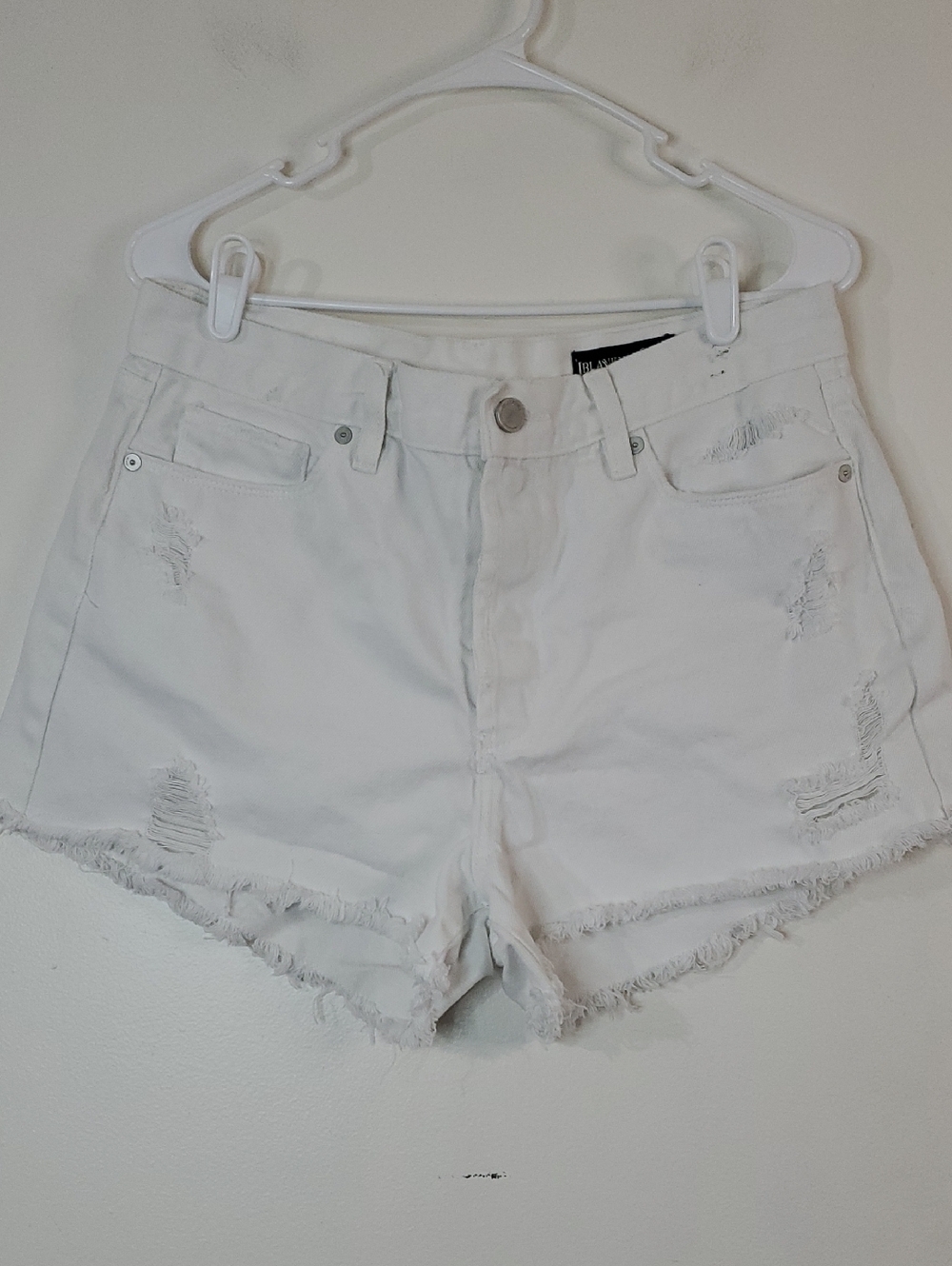 Blank NYC White Distressed Frayed Hem Jean Shorts Size 31 Festival Concert Rodeo